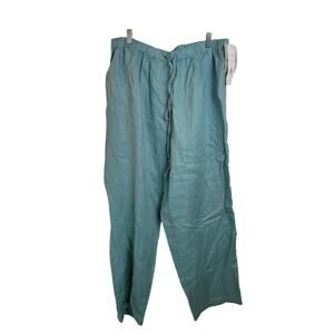 NWT Jordan Green Linen Drawstring Straight Leg High Rise Pants Women's Size 22W